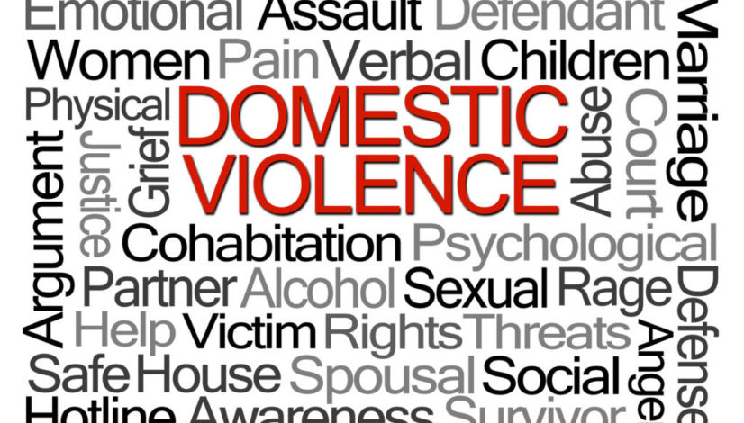 Word cloud for domestic violence with words about the issue