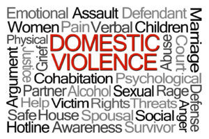 Word cloud for domestic violence with words about the issue